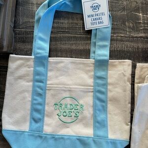 Blue and Cream Canvas Tote Bag